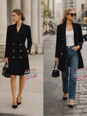 J. Taylor Vintage 90s Tuxedo Blazer Dress Long Old Money Minimalist Quiet Luxury